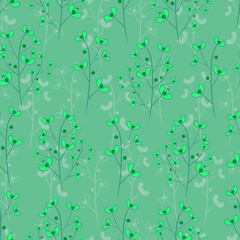 plants and leaves seamless pattern. Small colorful multicolor plants and leaves. EPS, vector, illustration.