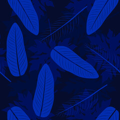Tropical colorful leaves, jungle leaves, seamless vector floral pattern, abstract background.
