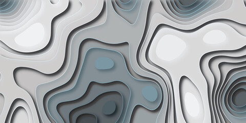 Paper art 3d vector banner, abstract soft white background with waves, textured Papercut .Cut out paper design style gray abstract background. Gray papercut background for presentation.