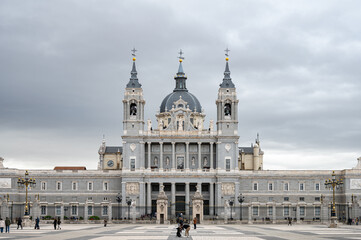 Fototapeta na wymiar Building of the Archbishopric of Madrid in front of the Royal Palace