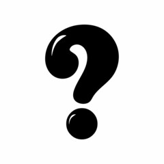 Black question mark with white highlights. Vector illustration.