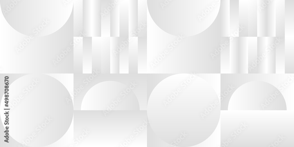 Fototapete Abstract white and gray gradient background. Modern minimalistic design. Vector illustration with simple shapes like circle, square, rectangle. Monochrome light 3d futuristic design