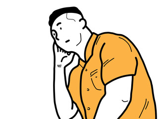 Fototapeta premium 頬杖をついて、座っているダンディーな男の人。