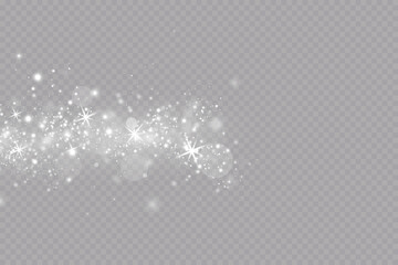 light effect. Background of sparkling particles. Glittering fairy dust particles. Festive glowing background with colorful lights.