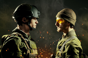 two confronting sides