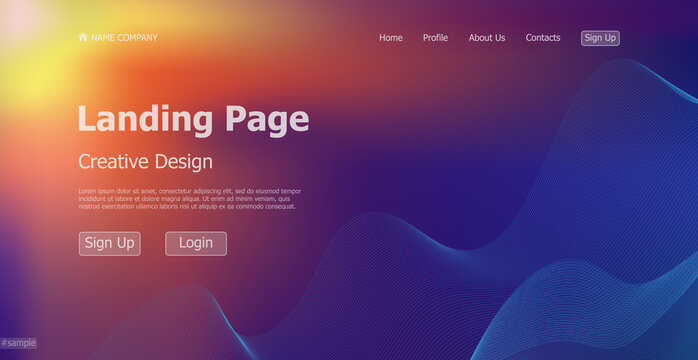 Gradient Colorful Web Template Landing Page Digital Website Landing Page Design Concept - Vector