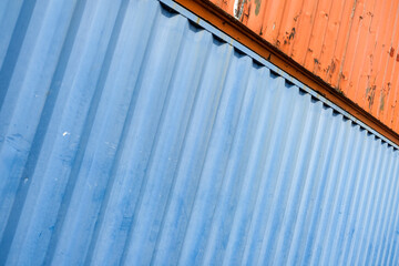 View of colored metal containers