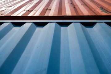 View of colored metal containers