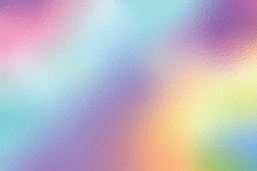 Colorful iridescent, holographic rainbow foil texture, gradient background for prints. Vector illustration.