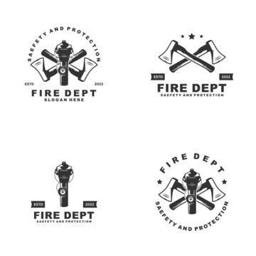 Firefighter logo template, vector illustration