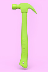 Hammer with a rubberized handle isolated on pink monochrome background