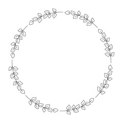 Vector monochrome floral frame. Decorative flower wreath. Be used for wedding, holiday, design, invitations.