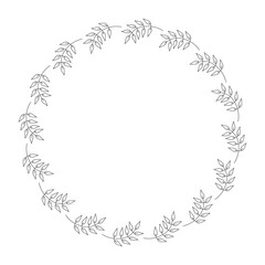 Vector monochrome floral frame. Decorative flower wreath. Be used for wedding, holiday, design, invitations.