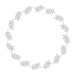 Vector monochrome floral frame. Decorative flower wreath. Be used for wedding, holiday, design, invitations.