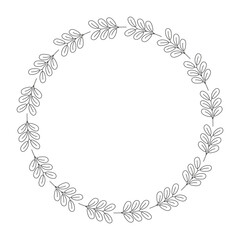 Vector monochrome floral frame. Decorative flower wreath. Be used for wedding, holiday, design, invitations.