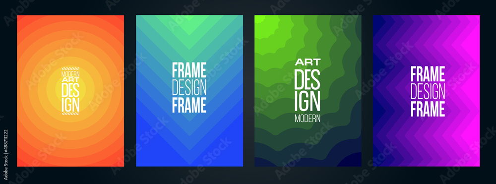 Poster minimalistic hipster colored frame design. vector line gradient halftone. frame for text modern art 