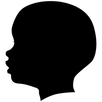 Beautiful Young Baby, Childe Profile Face Portrait Picture. Vector Illustration Realistic Silhouette