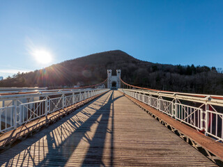 Charles-Albert bridge above the gorge of the Usses River Cruseilles, in the mountainous...