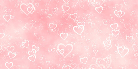 Colorful heart confetti in falling texture background.

(Tiles seamless, 2D rendering computer digitally generated illustration.)