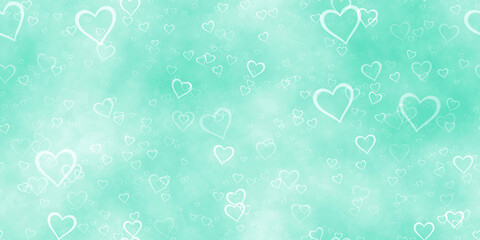 Colorful heart confetti in falling texture background.

(Tiles seamless, 2D rendering computer digitally generated illustration.)