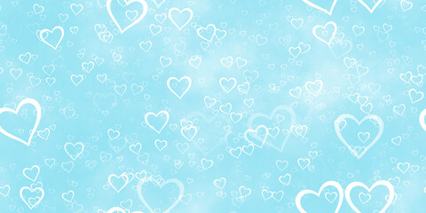 Colorful heart confetti in falling texture background.

(Tiles seamless, 2D rendering computer digitally generated illustration.)