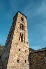 Fototapeta na wymiar Església de Sant Miquel d'Engolasters. church building in Escaldes-Engordany, Andorra.