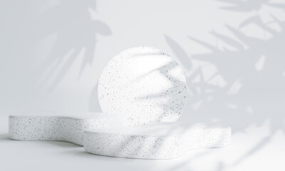 Terrazzo marble podium for product presentation. Natural beauty pedestal, relaxation and health, 3d illustration