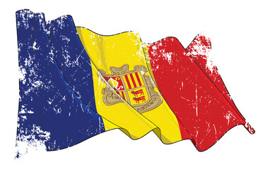 Textured Grunge Waving Flag of Andorra