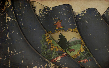 Old Paper Print - Waving Flag of the State of Vermont