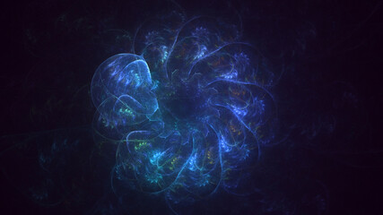 3D rendering abstract blue fractal light background