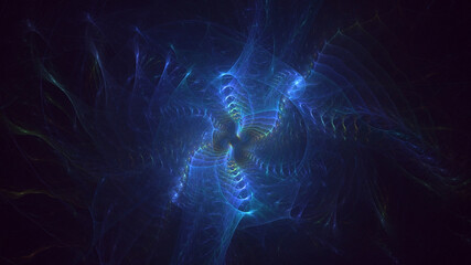 3D rendering abstract blue fractal light background