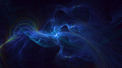 3D rendering abstract blue fractal light background