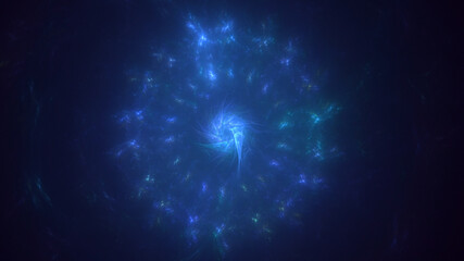 3D rendering abstract blue fractal light background