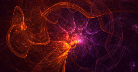 3D rendering abstract multicolor technology fractal light background