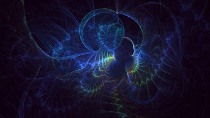 3D rendering abstract multicolor fractal light background