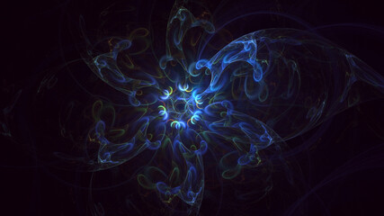3D rendering abstract multicolor fractal light background