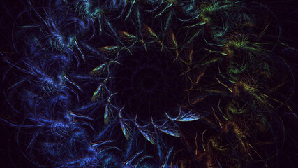 3D rendering abstract colorful fractal light background