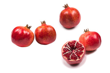 Sweet pomegranate isolated on white background.
