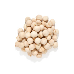 Heap of salted chickpeas isolated on white background