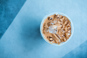 Coffee Mocha with ice in glass.