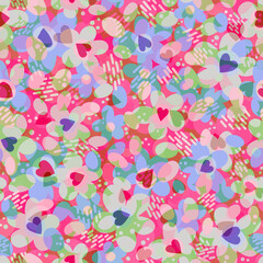 Abstract multicolored blurred floral seamless background with light transparent colorful flowers