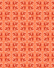 Decorative botanical pattern with delicate spring branches in coral shades