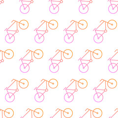 Vector thine line bicycles transport icon seamless pattern background.