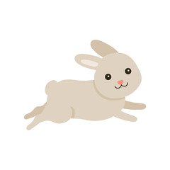 Cute baby rabbit or hare pet for Easter design. Animal bunny in cartoon style. Rabbit run, jump. Vector illustration