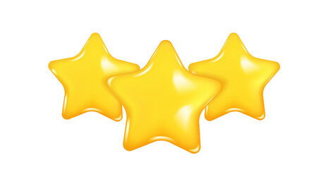 3d yellow stars isolated on white background. Vector illustration.