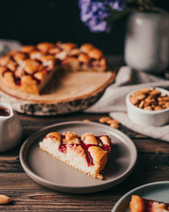 cake with cherries and almonds
