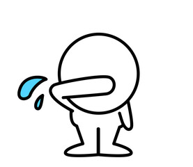 It is an illustration of a two-headed white person crying and sad.