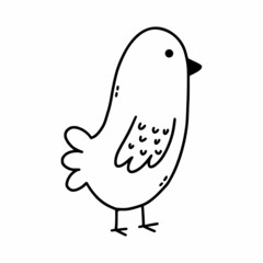 Cute bird. Vector doodle illustration. Coloring book for kid.