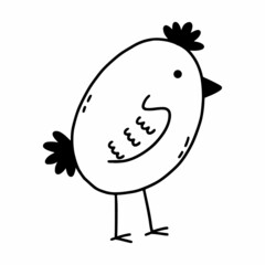 Cute bird. Vector doodle illustration. Coloring book for kid.