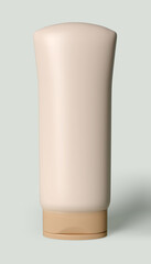 3d rendering of cosmetic bottles for shower gel on a grey background.